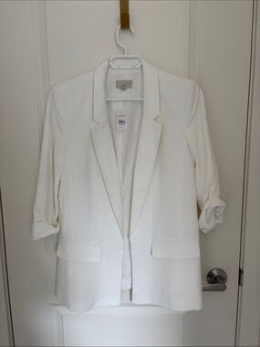 LOFT Women's Cream Open-Front Blazer